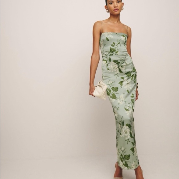 Reformation Frankie Silk Dress, Tea Garden - Picture 1 of 7